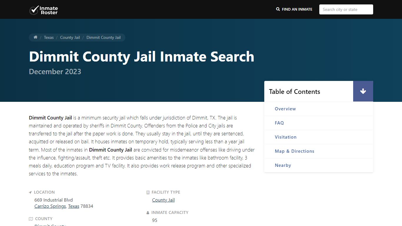 Inmate Search | Dimmit County Jail - Carrizo Springs, TX